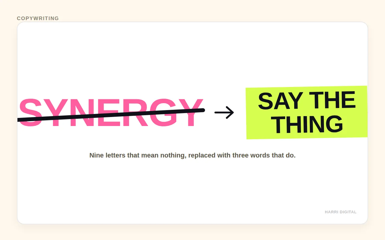 Copywriting example, wrong text and right text.