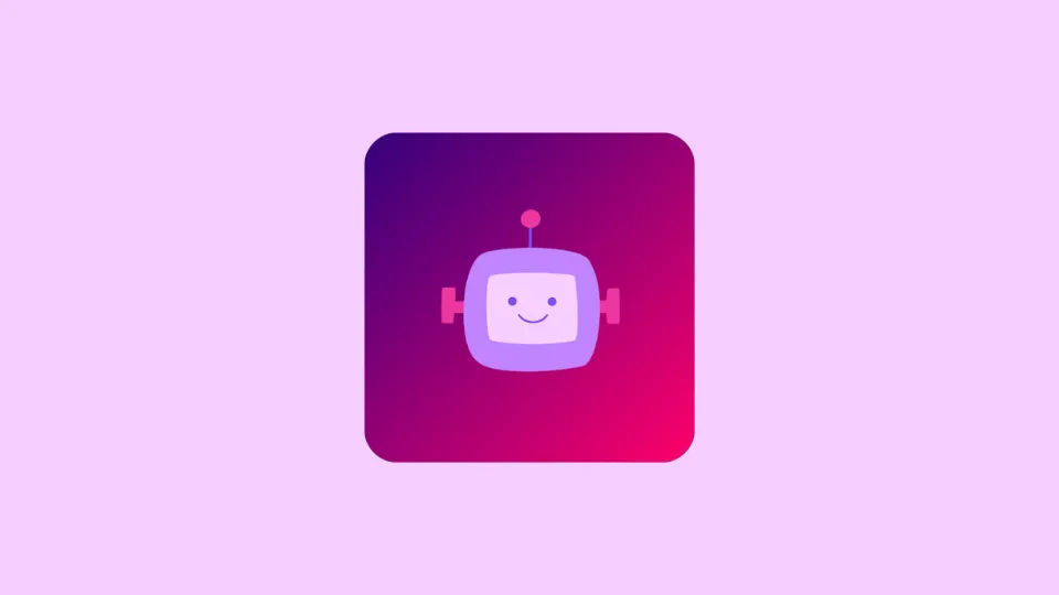 Antonym app icon: a smiling robot on a purple-to-pink gradient